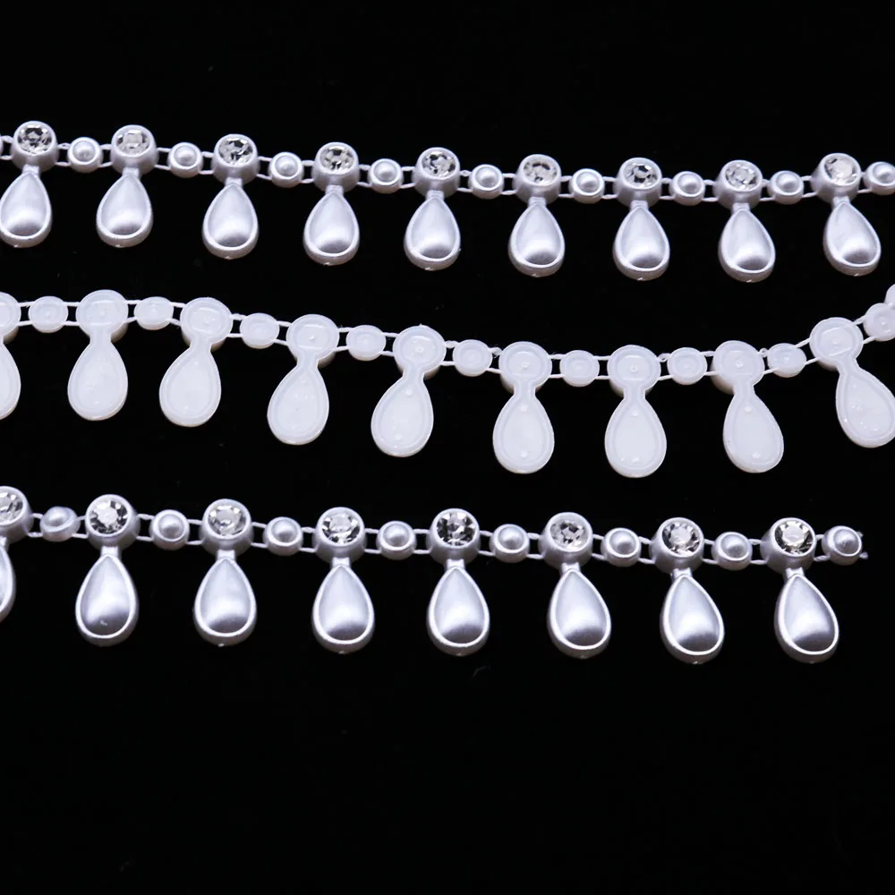 Пластиковые Имитационные жемчужины ABS 10 ярдов 9*20 мм с цепочкой 7 Стразы для