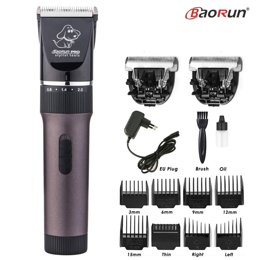 Baorun P6 Professional Pet Dog Cat Hair Clipper Grooming Trimmer Animals Rechargeable Shaver Powerful Haircut Machine Comb Kits | Дом и сад