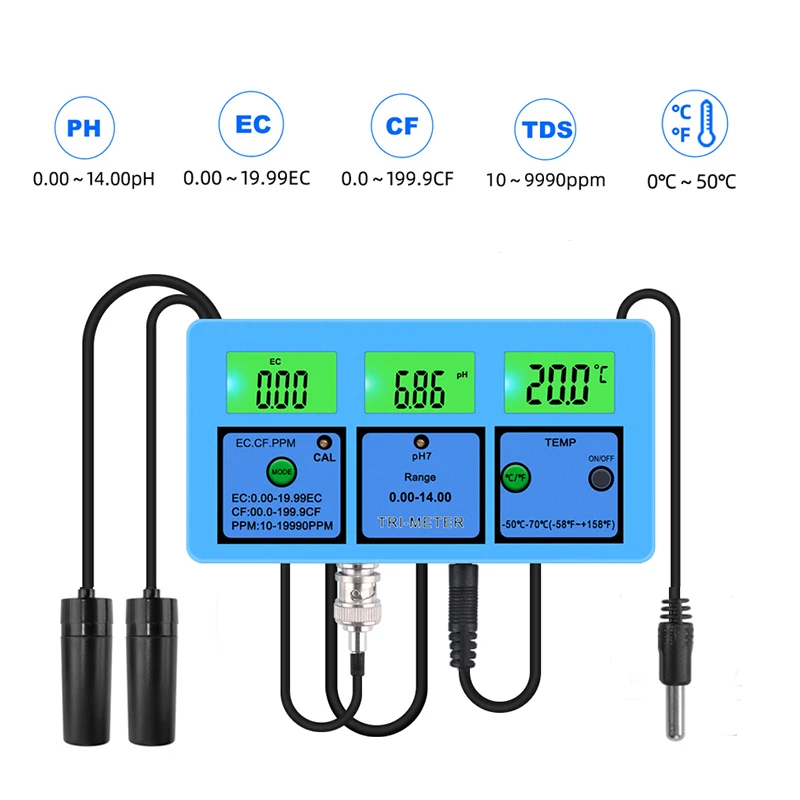 Тестер 5 в 1 для измерения PH EC CF TDS гидропоника Аквариум анализатор качества воды