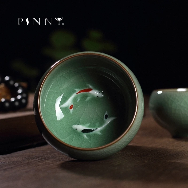 PINNY Longquan китайская чайная чашка из селадона Двойные керамические чашки для чая