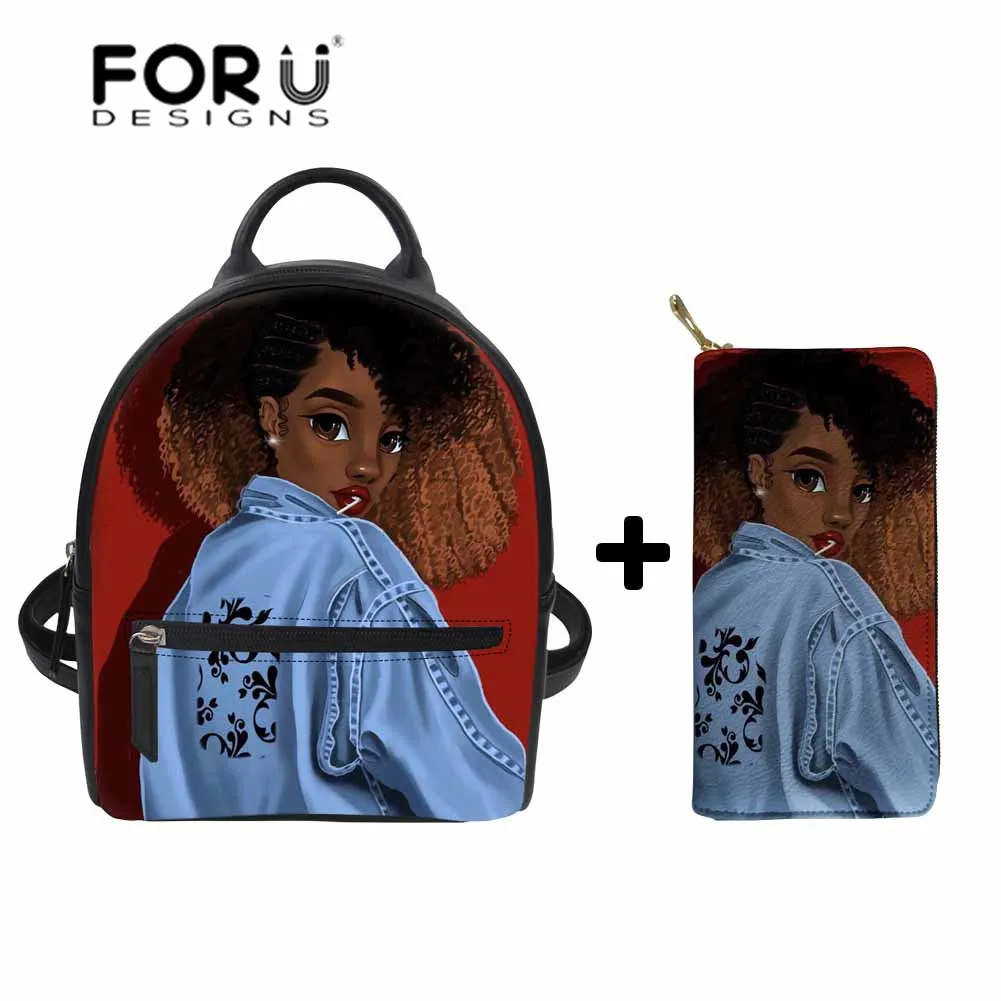 Женские мини рюкзаки FORUDESIGNS черный Африканский рюкзак на плечо для девушек