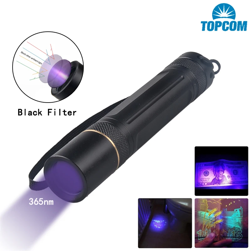 Topcom карман 5 Вт светодиодный UV светильник ультра 365nm вспышка черный