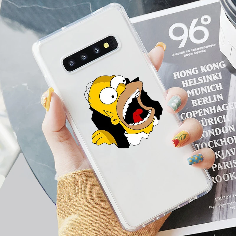 Гомер J. Симпсон забавные Барта Симпсона, мягкий, с бесцветным прозрачным TPU чехол для телефона для samsung S6 S7 edge S8 S9 плюс S10+ S10E Lite A50 A30 A10 задняя крышка - Цвет: TPU