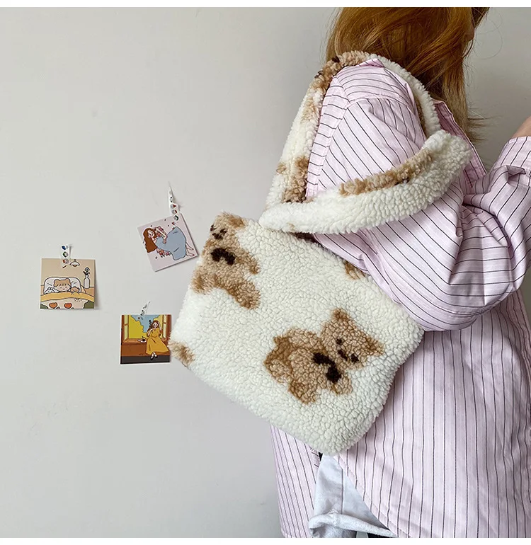 Модный зимний женский меховой кошелек сумки милые мягкие плюшевые женские