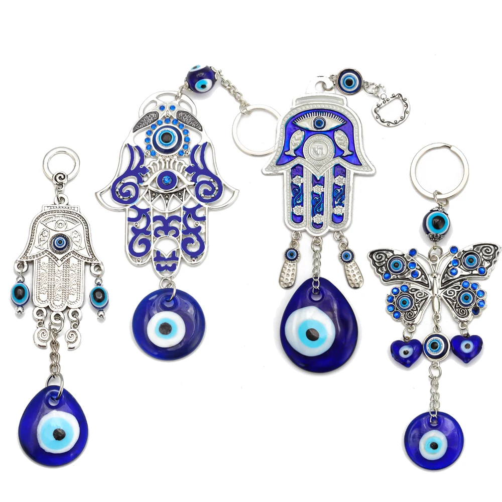 MEIBEADS Турецкий Дурной глаз стеклянный синий брелок для ключей в форме глаза Шарм