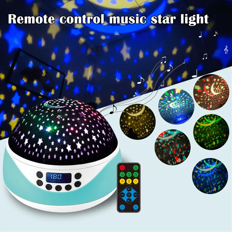 

LED Music Star Projection Light Remote Timing Rotating Star Light Projector for Kids Sleeps Helper Gift Children Bedroom Decor