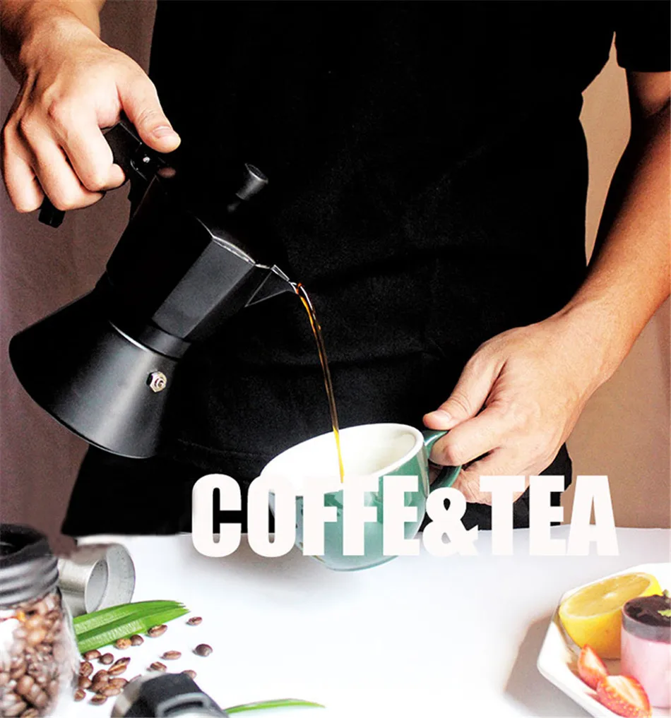GUNOT алюминиевый чайник Moka, матовый текстурированный кофейник, обогреваемая Итальянская Кофеварка, чайник эспрессо, Перколятор, кухонные инструменты