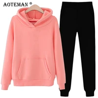 women sets female sweaters pants 2 piece oversize solid warm pullover hoodies sweatshirts pants set women outfits suits ll290