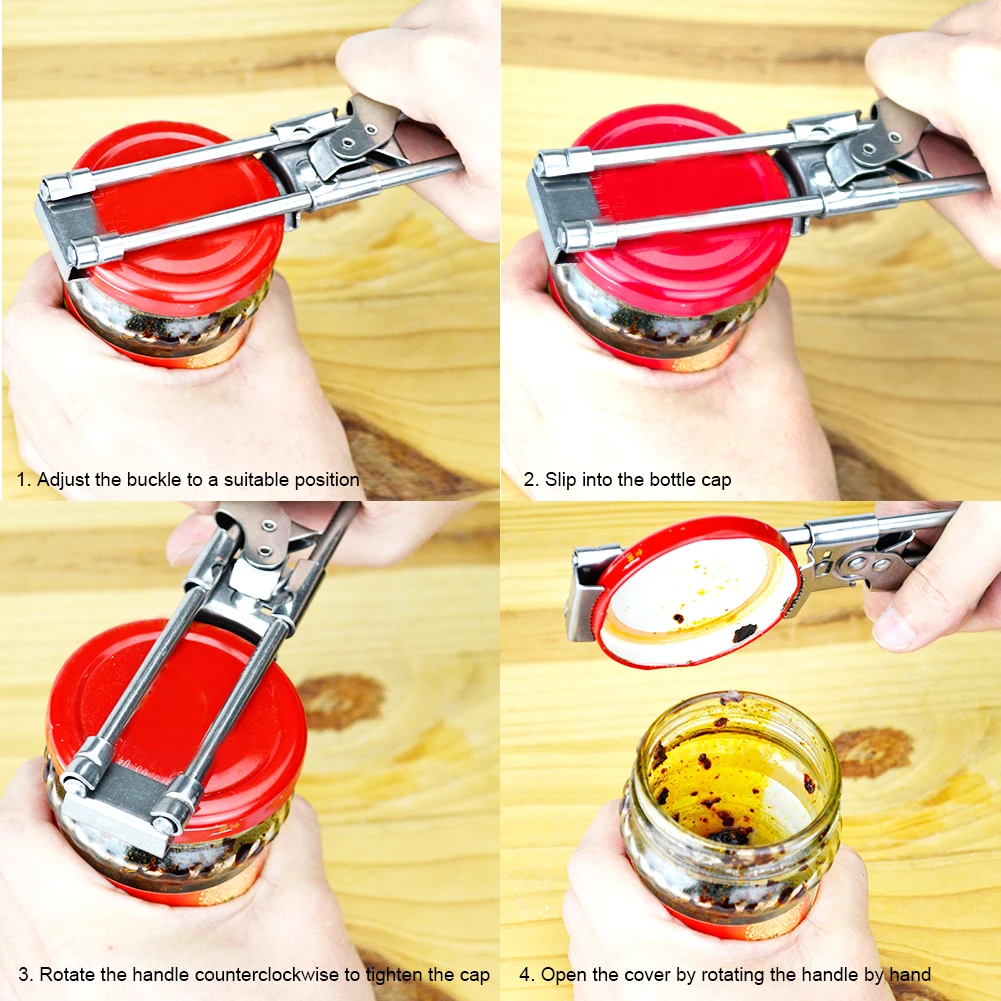 

Multifunctional Beer Bottle Opener Adjustable Can Opener Portable Adjustable Manual Stainless Steel Lid Opener Kitchen Supplies