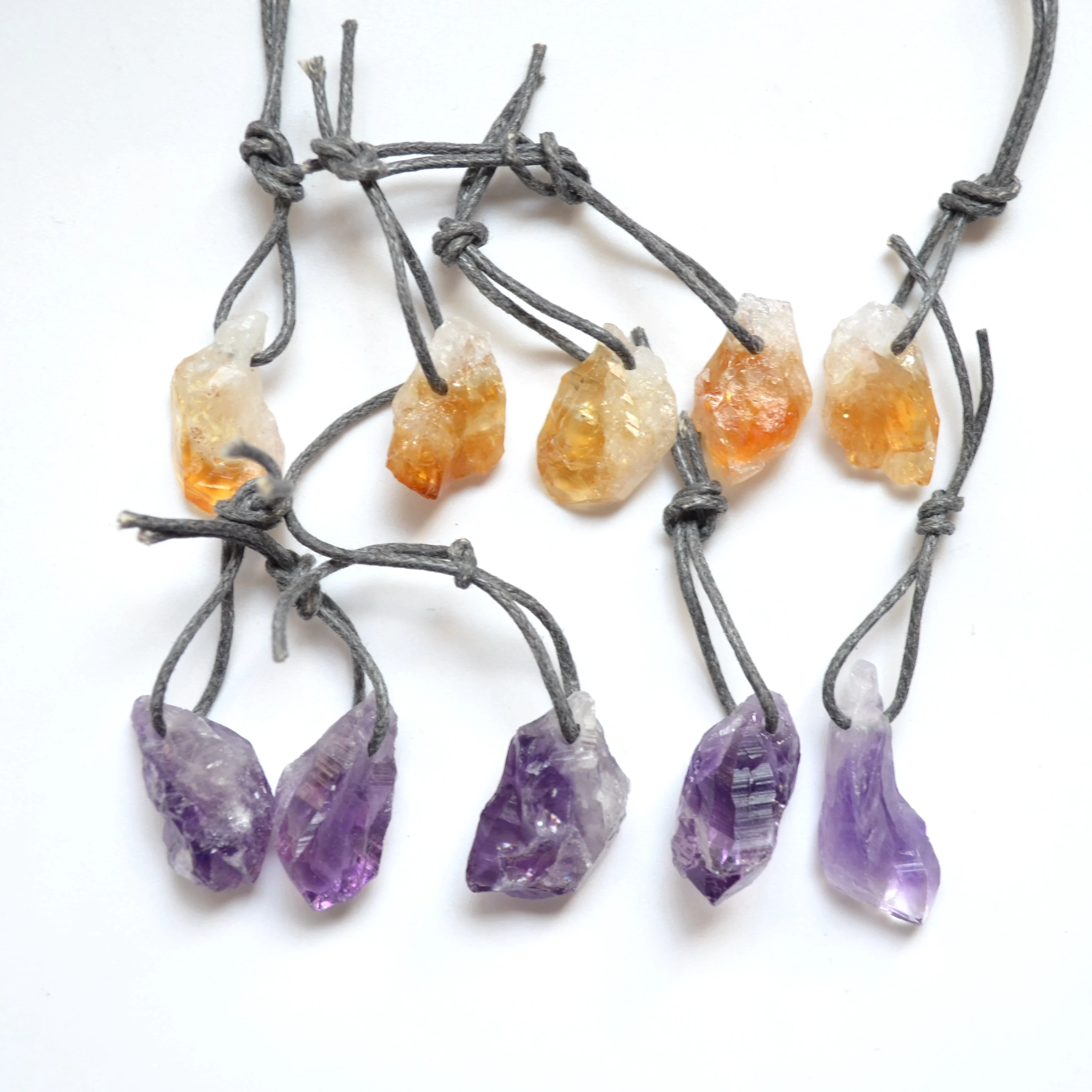 

Small raw Amethysts / citrines point charms pendants ,purple crystral quartz charms