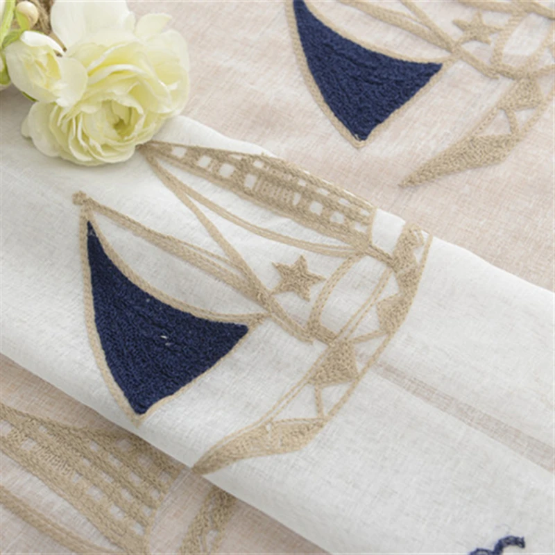 Парусная лодка вышитый тюль занавески s для гостиной спальни мультфильм окно