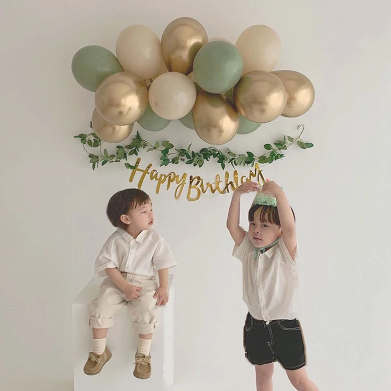 

Retro Green Gold Balloon Garland Metallic Balloon Happy Birthday Party Decor Kids Christening Baby Shower Baloon Wedding Party