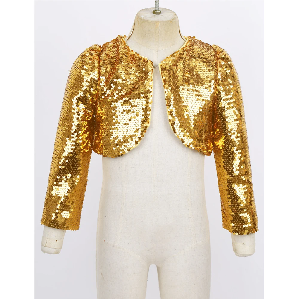 ChicTry/детский блейзер с блестками и длинными рукавами для девочек Болеро бальный