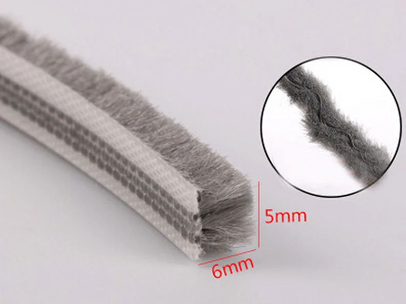 

5mm x 6mm aluminum door sliding window tape pile brush seal strip weatherstrip draught excluder