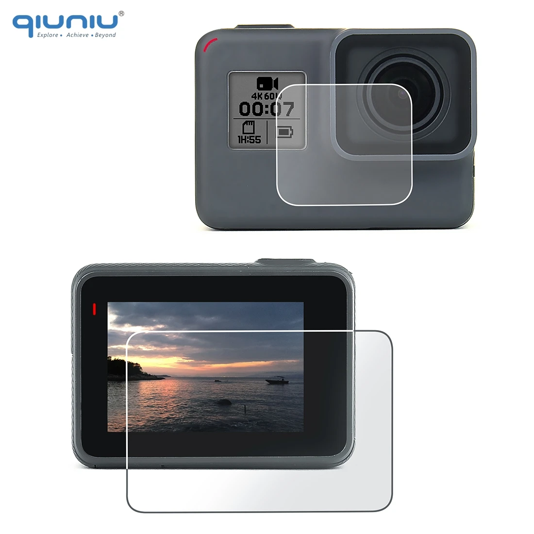QIUNIU ультратонкая Защитная пленка для HD ЖК экрана + объектива GoPro Hero 5/6/7 черная Go Pro 7