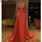 Женское атласное вечернее платье без рукавов, с разрезом по бокам