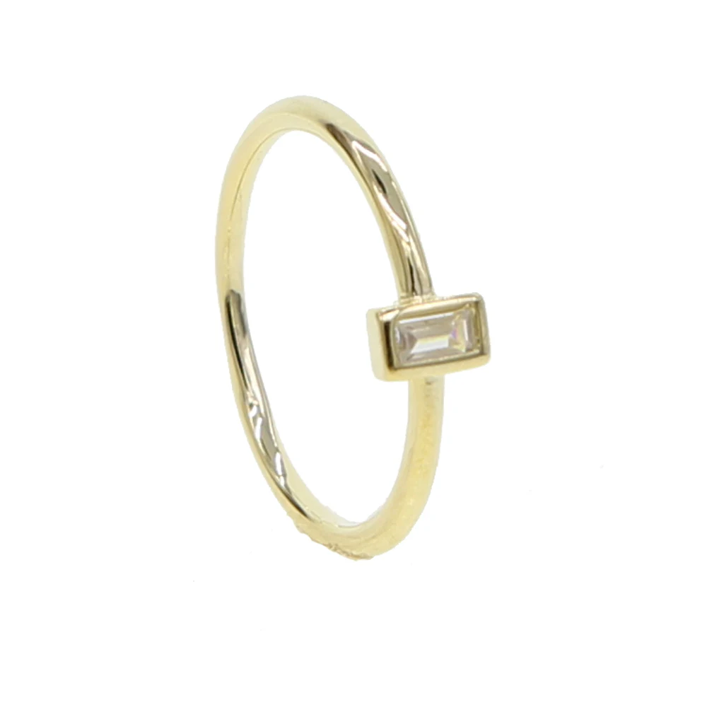 Простые тонкие каменные бусы один багет фианит cz золотистого цвета милые