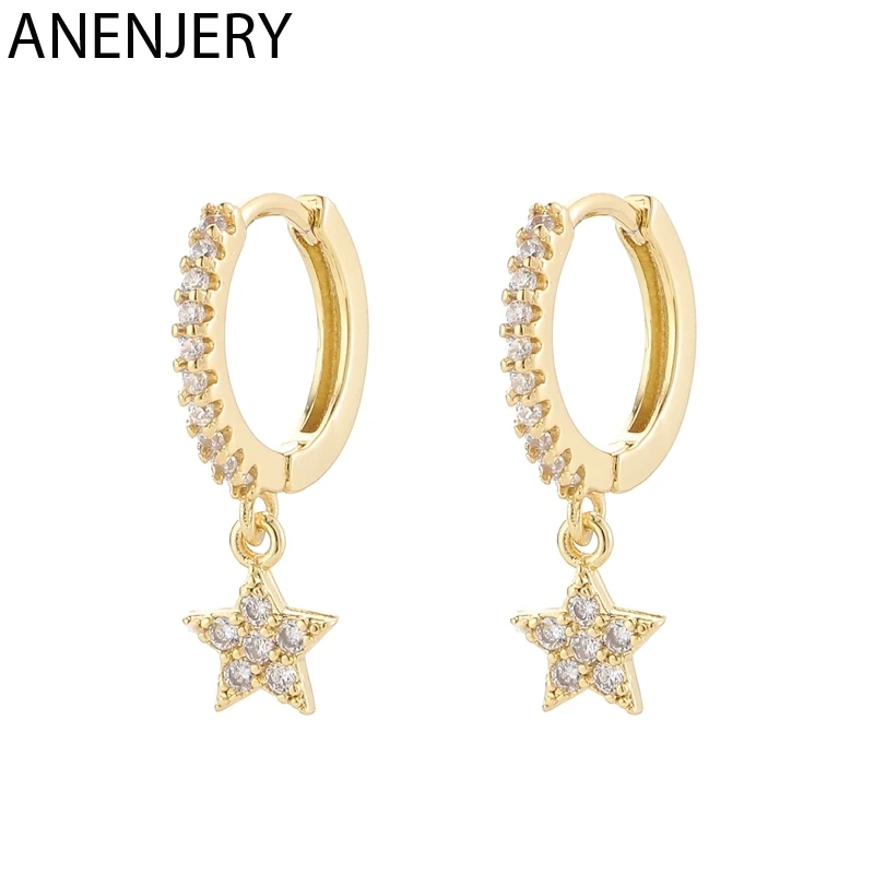 

Evimi 925 Standard Silver Shiny Inlaid Micro Cubic Zircon Star Hoop Earrings Ear Jewelry For Women Party Gifts S-E1132