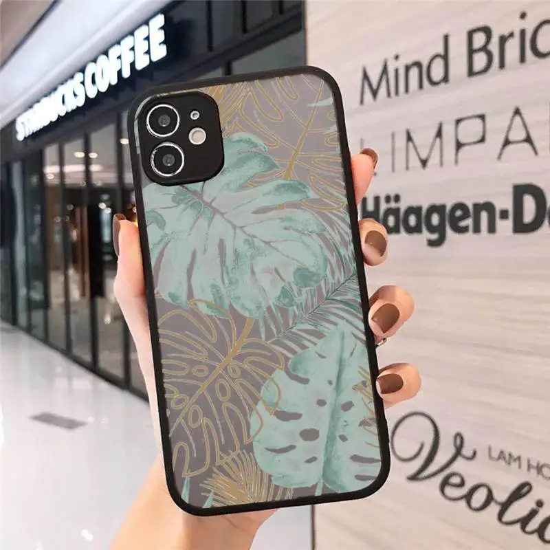 

Retro flower leaf pattern Phone Cases Matte Transparent for iPhone 7 8 11 12 s mini pro X XS XR MAX Plus cover funda