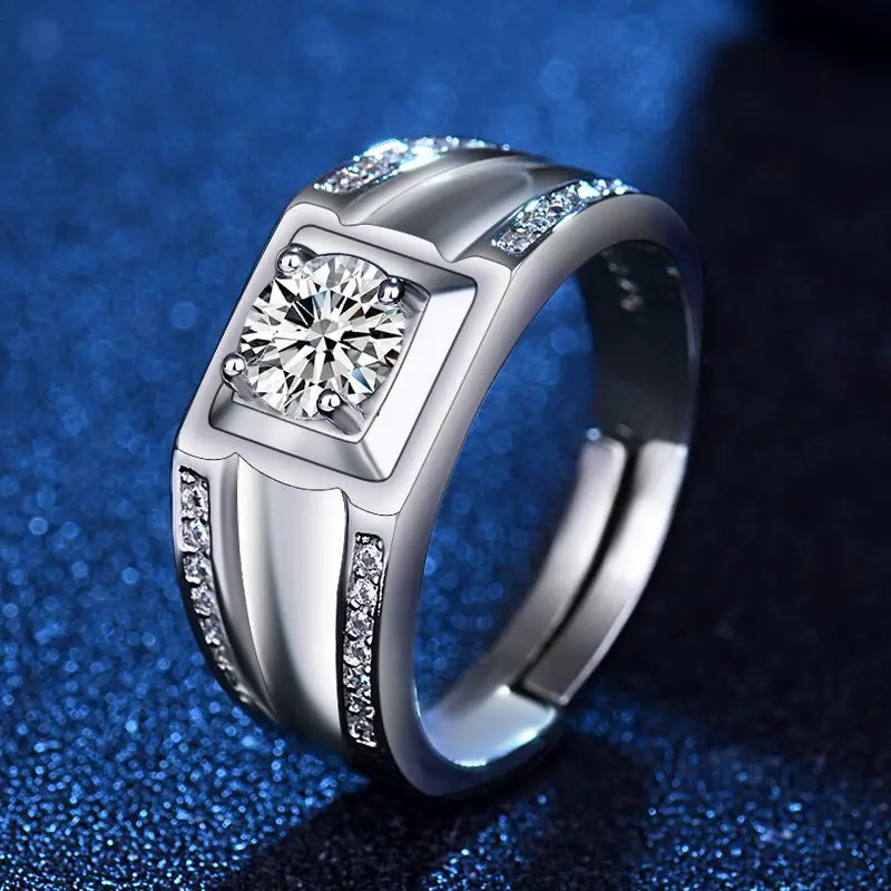 

Fashion 925 Silver Jewelry Rings with Cubic Zirconia Gemstone Open Finger Rings Accessories for Men Wedding Promise Party Gifts