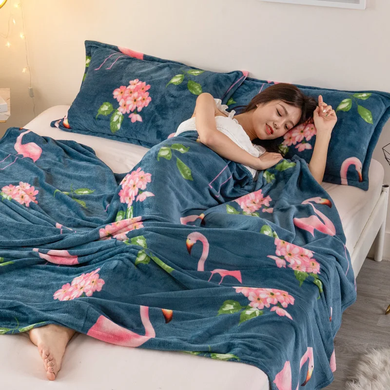 Брендовое флисовое покрывало для кровати с принтом Фламинго высокой плотности