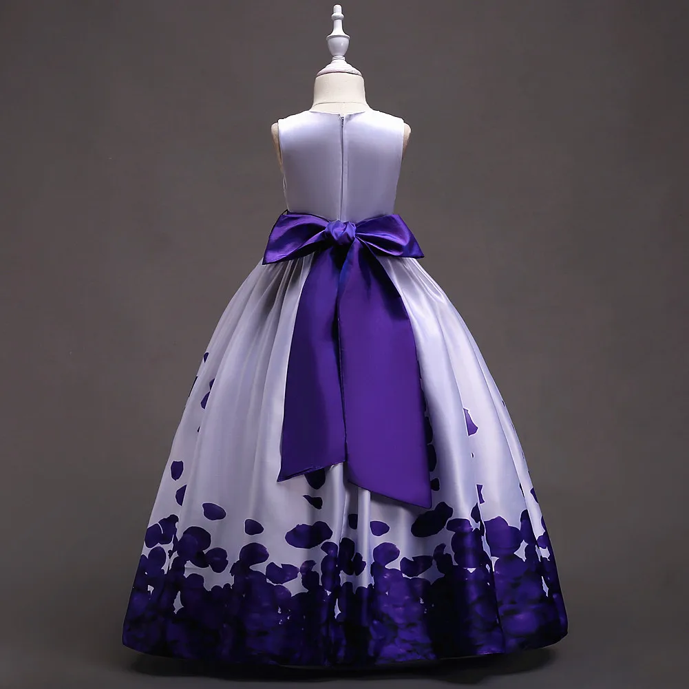 Без рукавов длинное платье с цветочным узором для девочек Размеры 5 Для детей 12–14