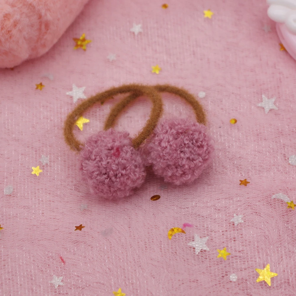 1PCS Long Hair Ball Shape Plush Elastic Bands For Girl Handmade Bow Headband Scrunchy Kids Accessories Women 2019 | Детская одежда и