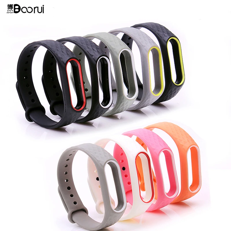 BOORUI цветной бриллиантовый браслет mi band 2, двойной цветной сменный ремешок для часов для Xiaomi mi band 2, оригинальные браслеты mi band 2