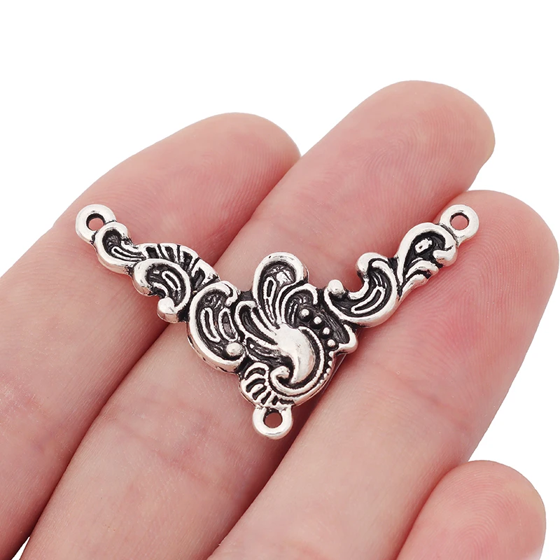 10 x Тибетский серебристый металлический Цветочная расцветка разъем крупное