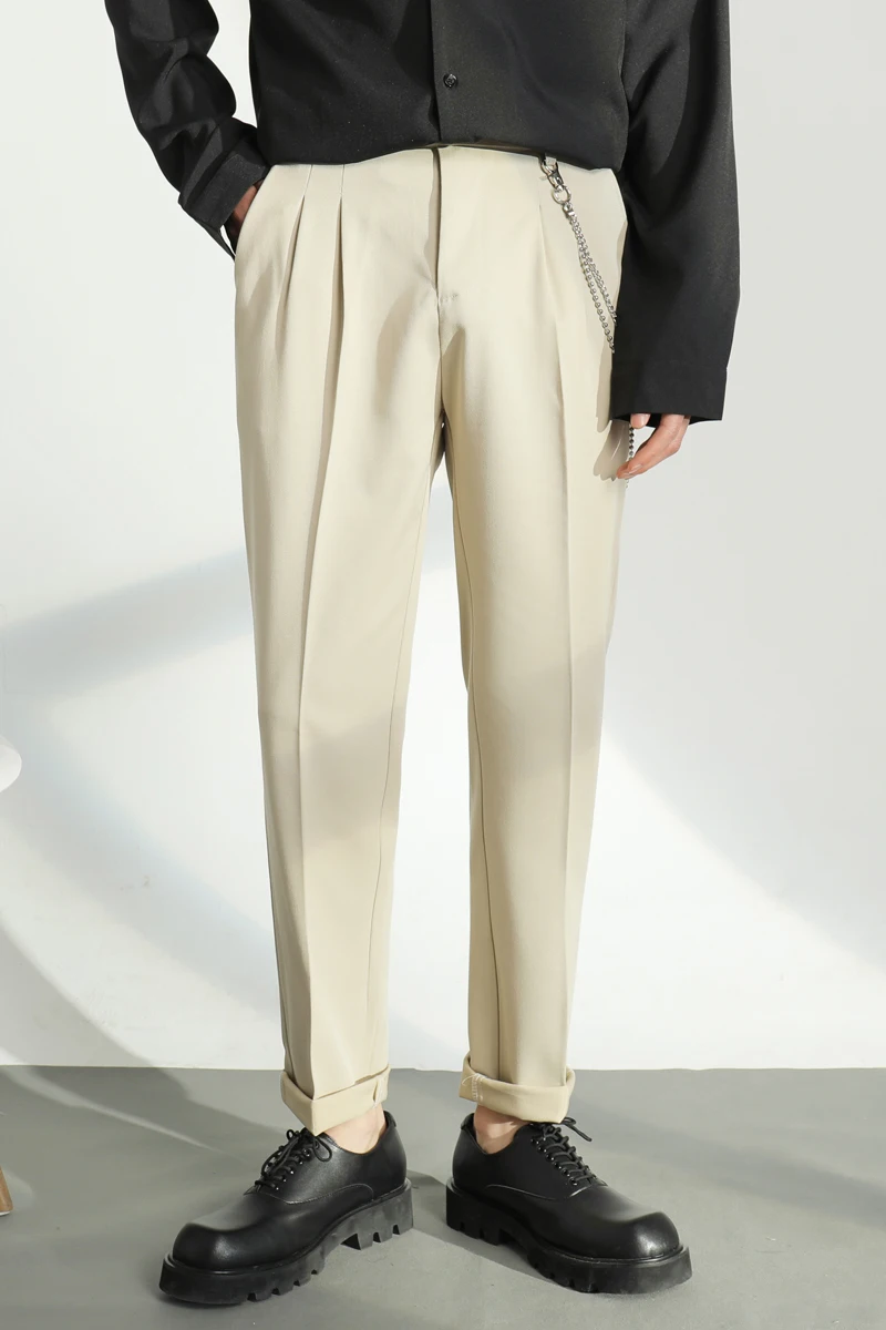 

Summer 2021 Spring Ins Men's Suit Pants British Business Dress Trousers Fold Drape Small Straight Office Social Casual Pants