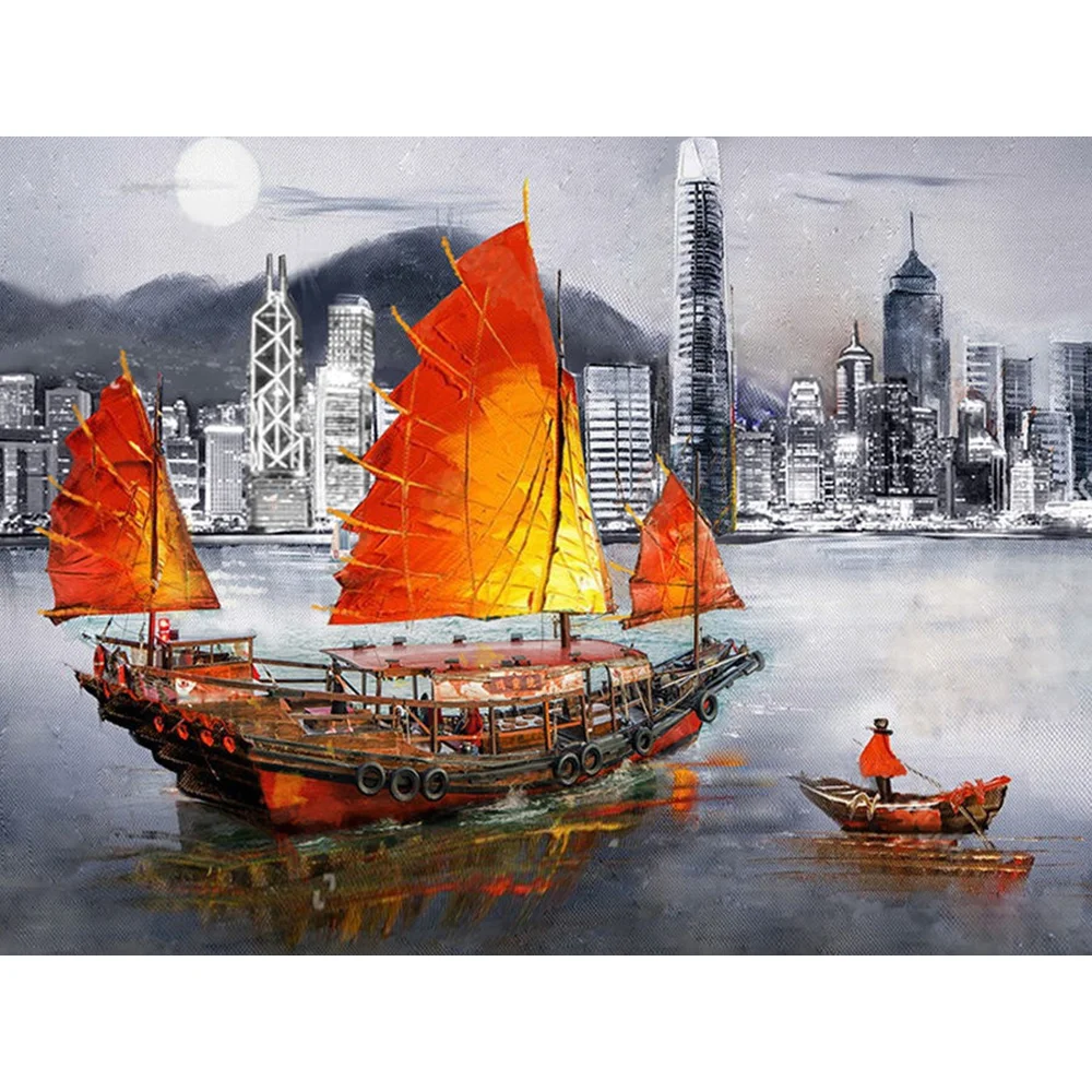 

5D Diamond Painting Full Drill Ship Diamond Art Embroidery Cross Stitch Landscape Home Decoration