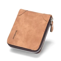 pu leather student wallet short design id credit card multifunctional 2 fold zipper men purse 11 38cm