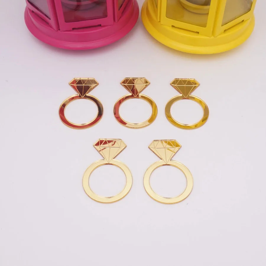 

50 Pieces 6cm Acrylic Mirror Wedding Napkin Holders for Banquet Dinner Engagement Party Favor Bridal Shower Decorations