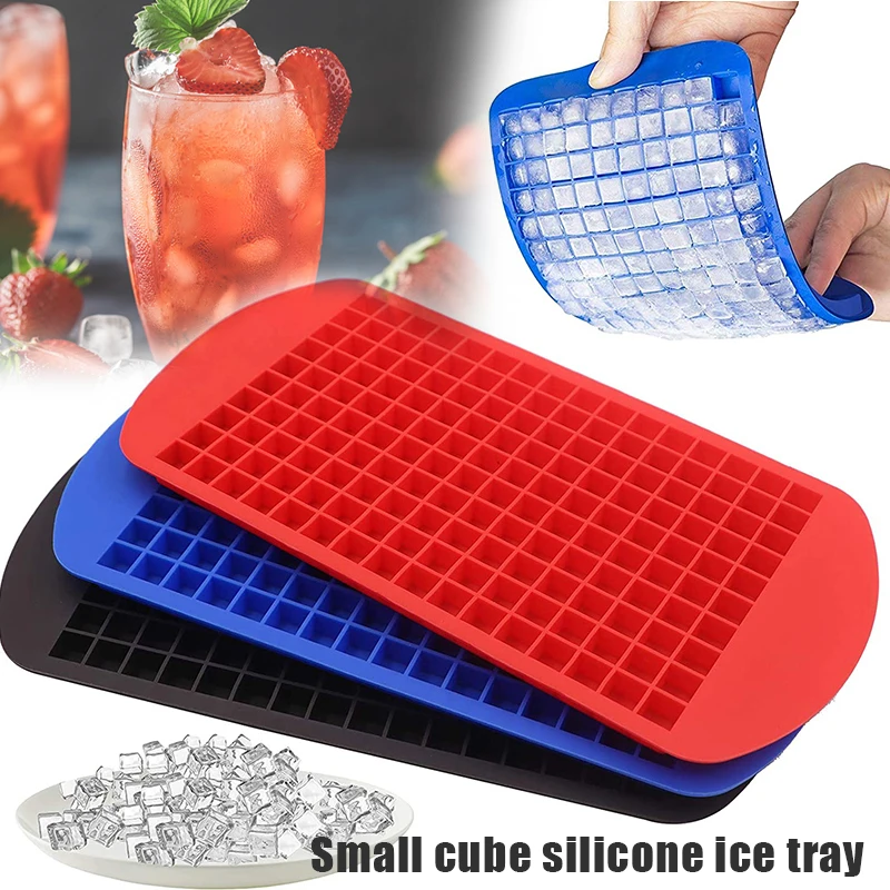 

3 Pack Silicone Mini Ice Cubes Trays 160 Small Ice Cubes Molds Easy Release for Chilling Whiskey Cocktail Stackable XR-H