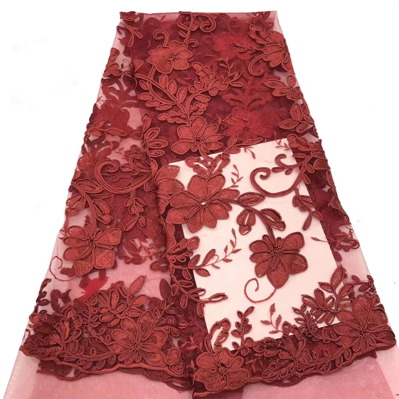 

African Lace Fabric 2020 New Design 3D Flowers Embroidery Voile Lace Polyester Fabrics Soft Elegant Casual For Lady Dress
