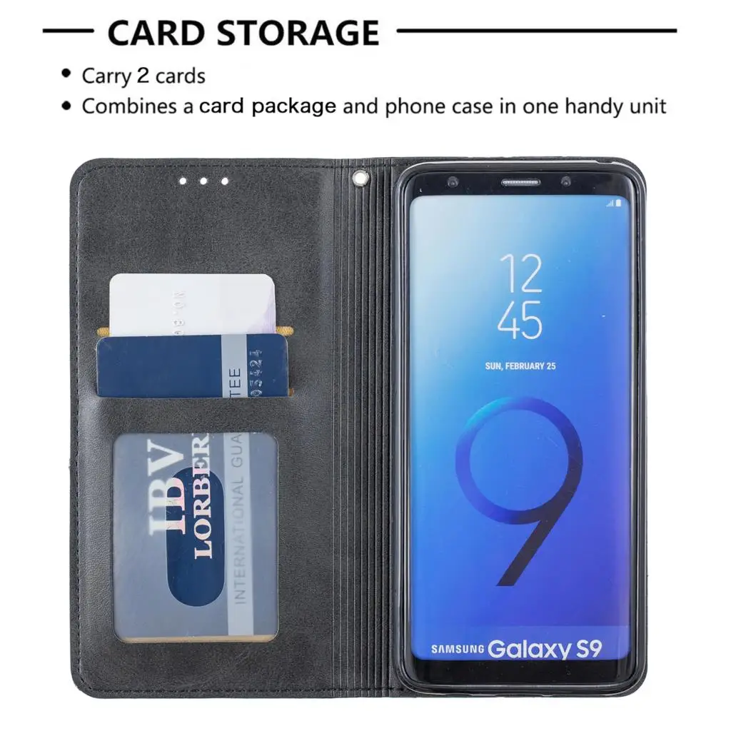 Простая из искусственной кожи защитный флип-чехол для телефона estojo samsung S9 со