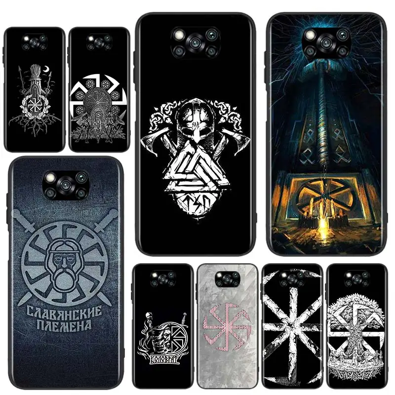 

Slavic Viking symbol Kolovrat For Xiaomi Poco X3 GT NFC M3 F3 C3 M2 F2 F1 X2 Pro Mi Mix 3 Play Silicone Soft Black Phone Case