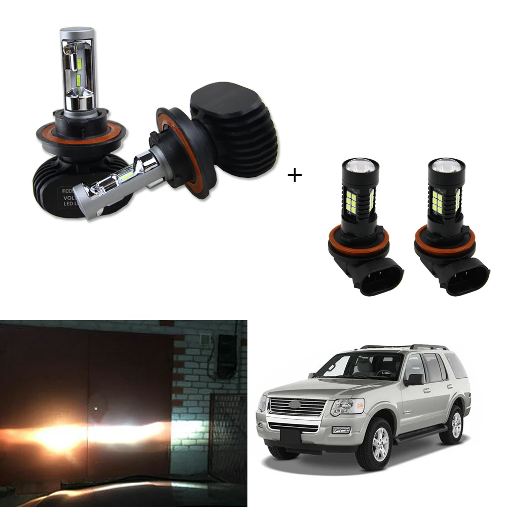 

4X For Ford Explorer 2006 2007 2008 2009 2010 H13 9145 LED Headlight Fog Light H11 H8 Combo Bulbs Kit