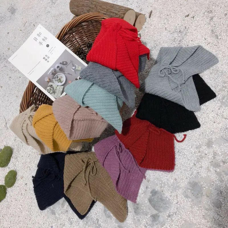 Осенне зимний шарф с воротником для мальчиков и девочек детские вязаные