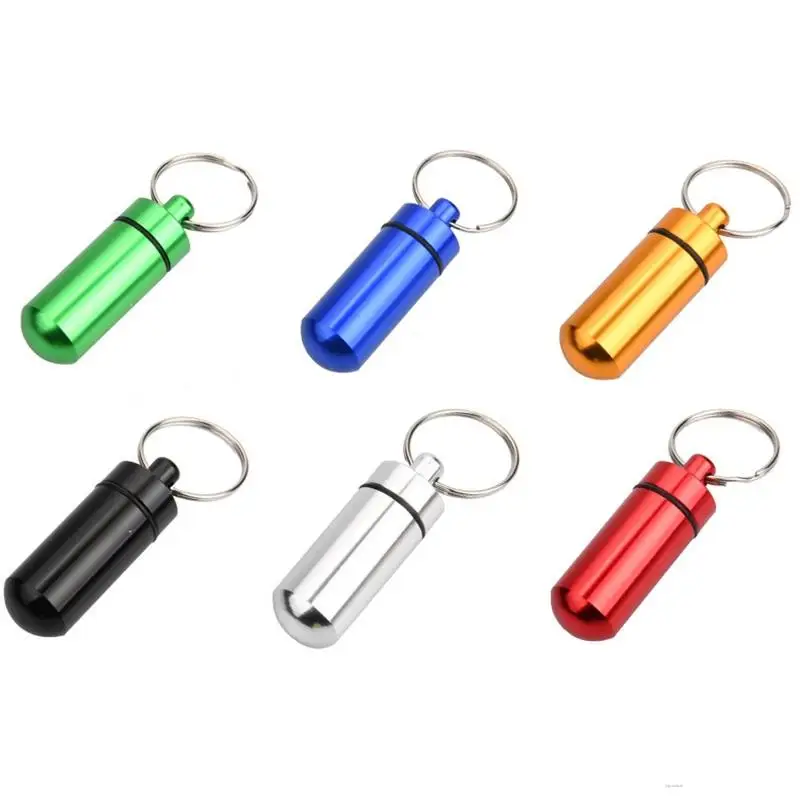 

Таблетки первой помощи бутылка, портативная маленькая коробка для таблеток с брелоком, герметичный картридж для таблеток, водонепроницаем...