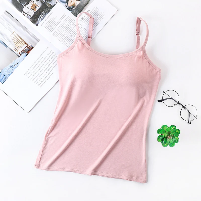 

Newest Women Stretch Cami with Built-in Shelf Bra Wireless Padded Camisole with Adjustable Straps Promotion