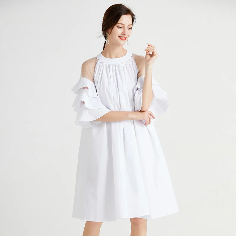 Vestido rosa vestidos de las mujeres elegantes de moda de verano de 2021 negro blanco suelto Casual fiesta de ropas de vestido