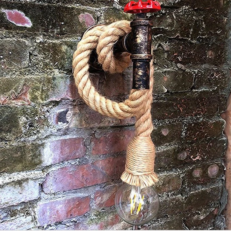 Настенный светильник из пеньковой веревки настенный Индустриальный кованый