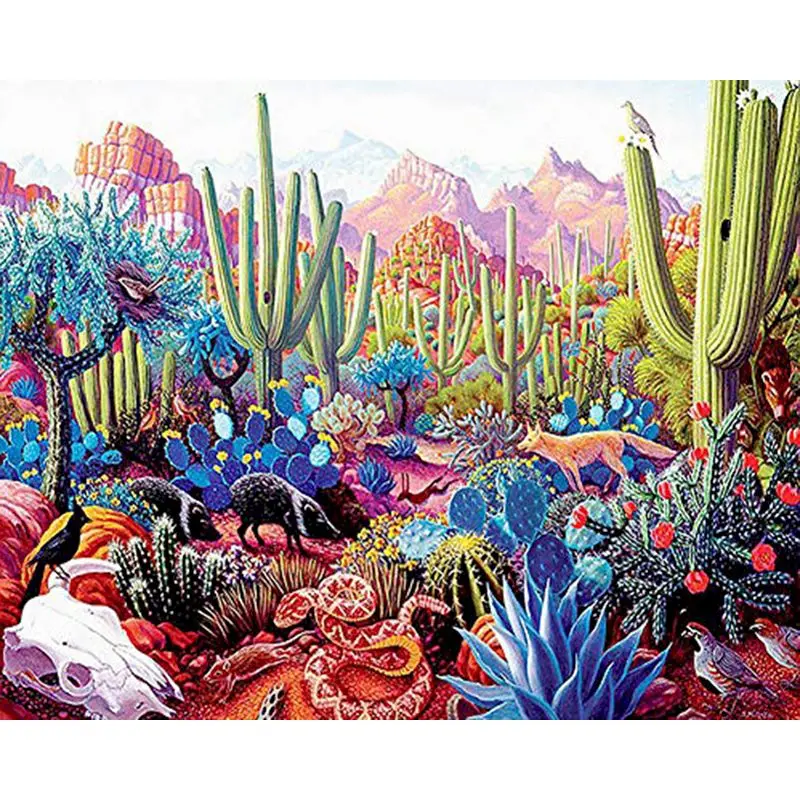 

GATYZTORY 5D Diamond Painting Cactus Pictures Of Rhinestones Diamond Embroidery Botany Cross Stitch Mosaic Home Decor 40x50cm