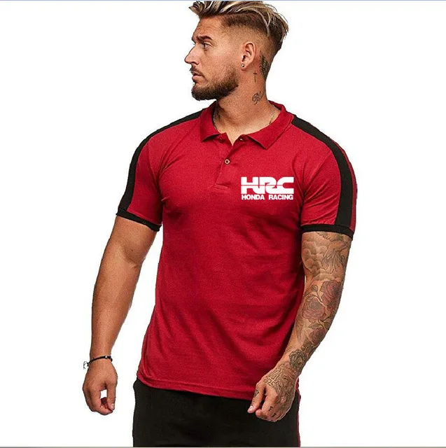 Рубашка-поло мужская с логотипом машины хлопок однотонная лацканами