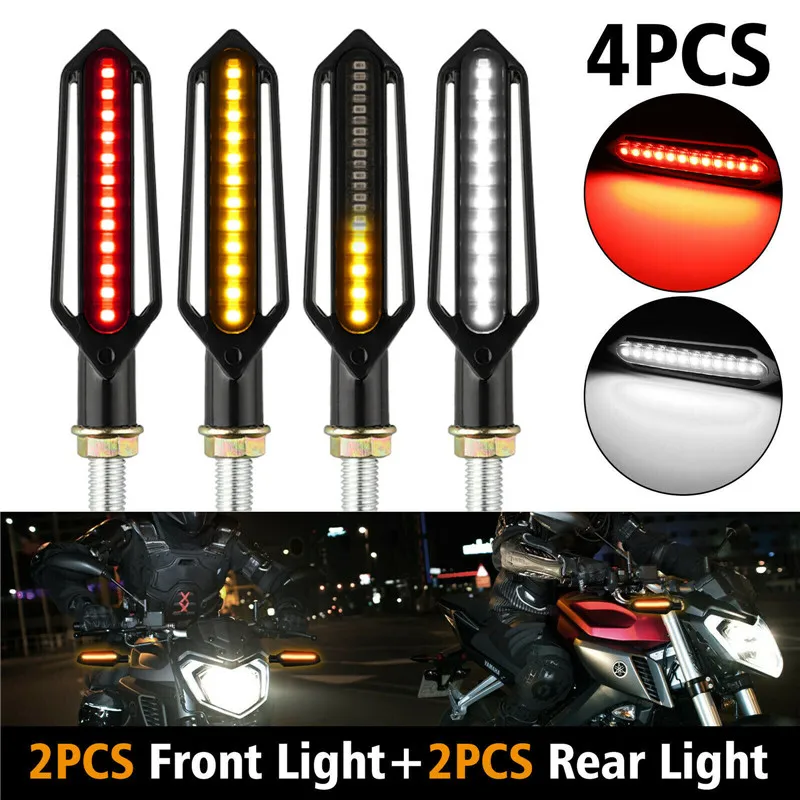 

Motorcycle Turn Signal Light LED Flowing Water Flashing Blinker Brake/Running Light DRL Flasher Tail Lamp for Honda Front Rear