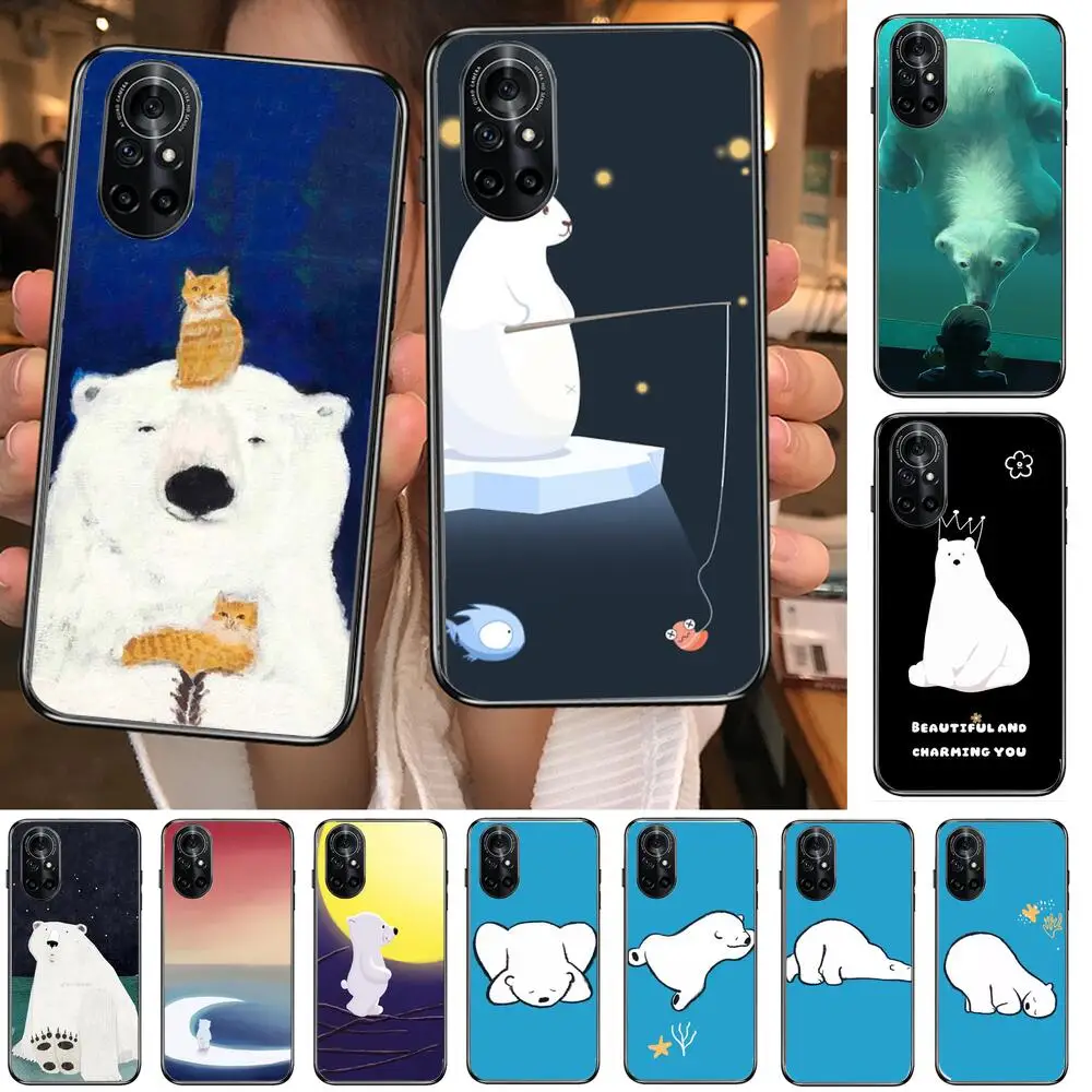 

Cute polar bear Clear Phone Case For Huawei Honor 20 10 9 8A 7 5T X Pro Lite 5G Black Etui Coque Hoesjes Comic Fash design
