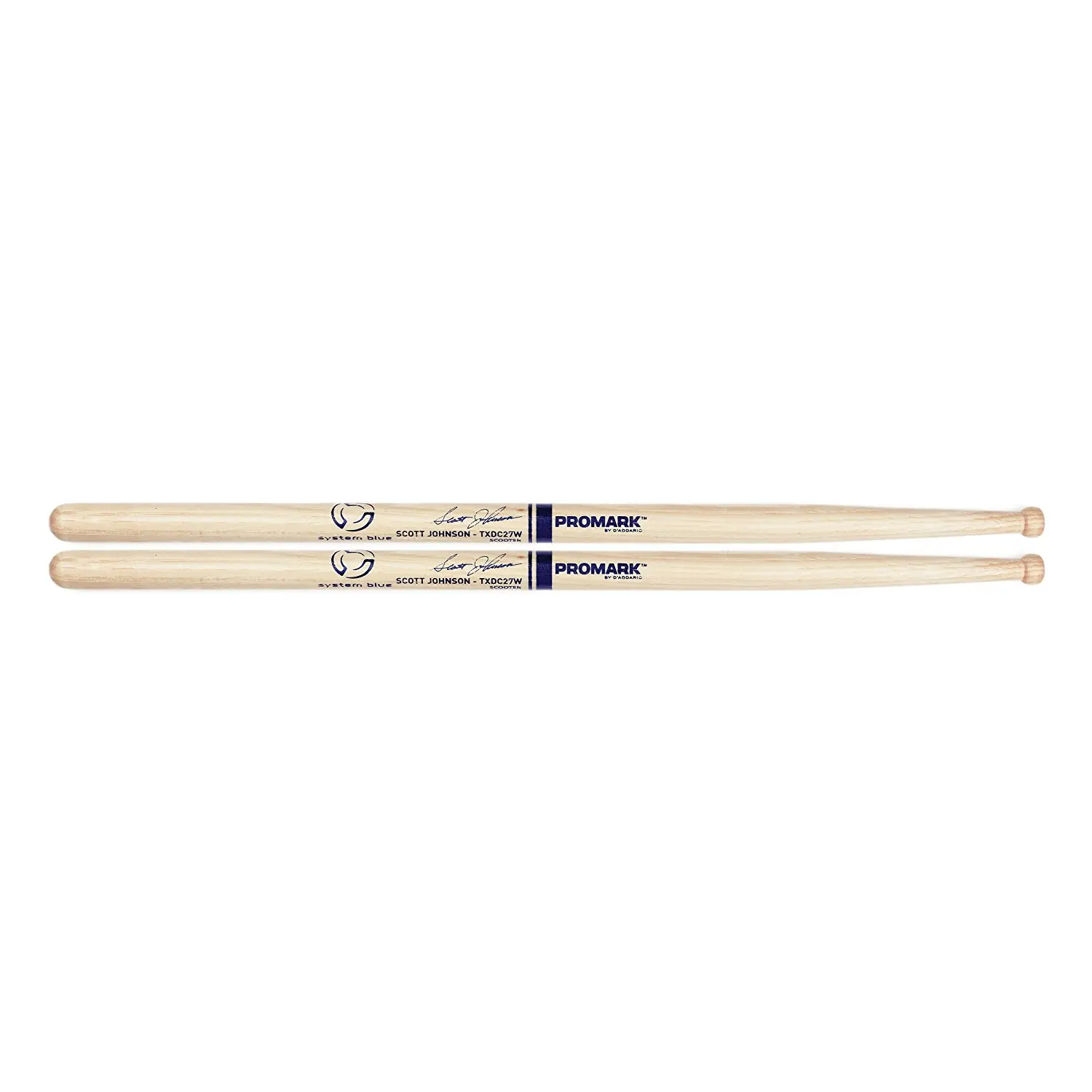 Promark by D&#x27addario TXDC27W &quotScooter&quot System Blue Scott Johnson Wood Tip Drumsticks Daddario |