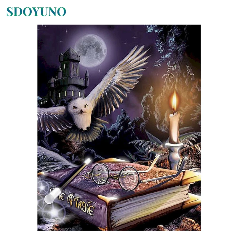 

SDOYUNO акриловые Краски по номерам Животные масло Краски ing по номерам на холсте Сова 40x50 см Безрамное DIY рисовать номер Декор для дома