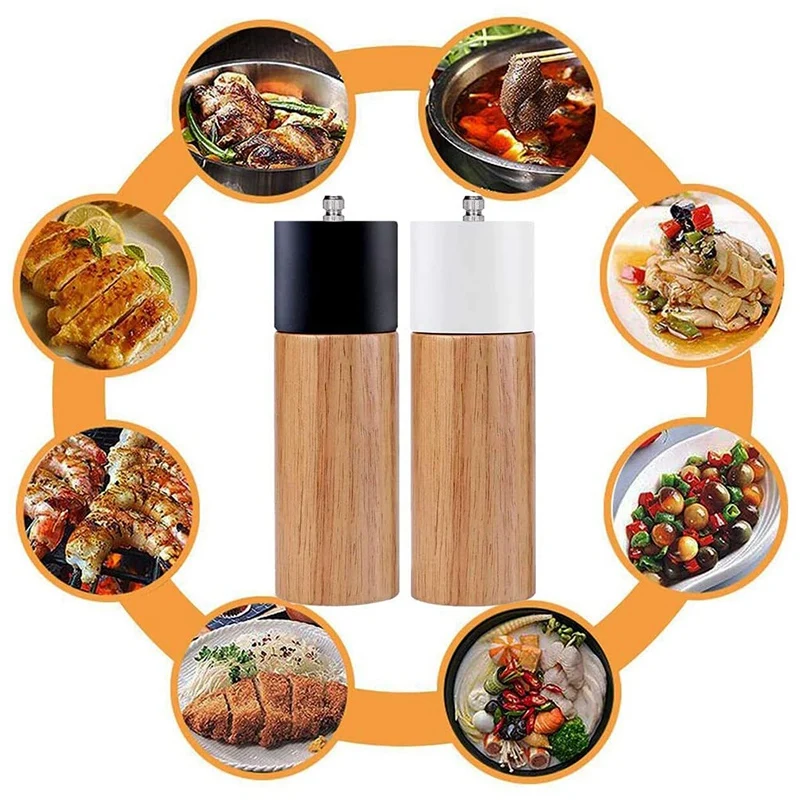 

Salt and Pepper Grinder Set with Black and White Tall Salt and Pepper Shakers with Adjustable Coarseness -Pack of 2